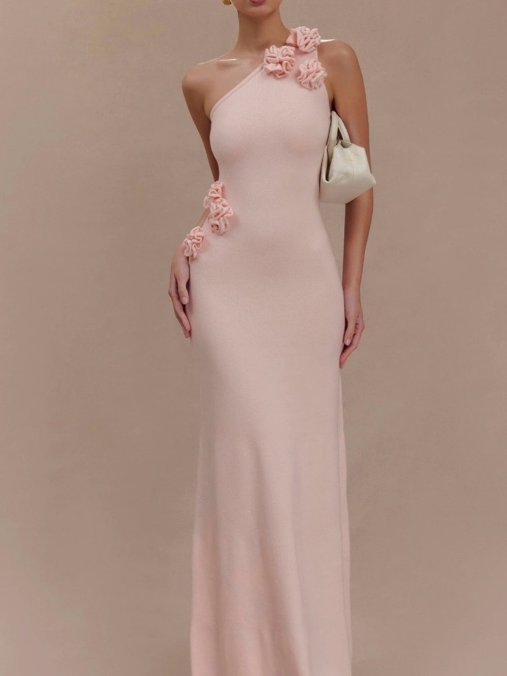 One-Shoulder Pink Paloma Floral Meshki Dress